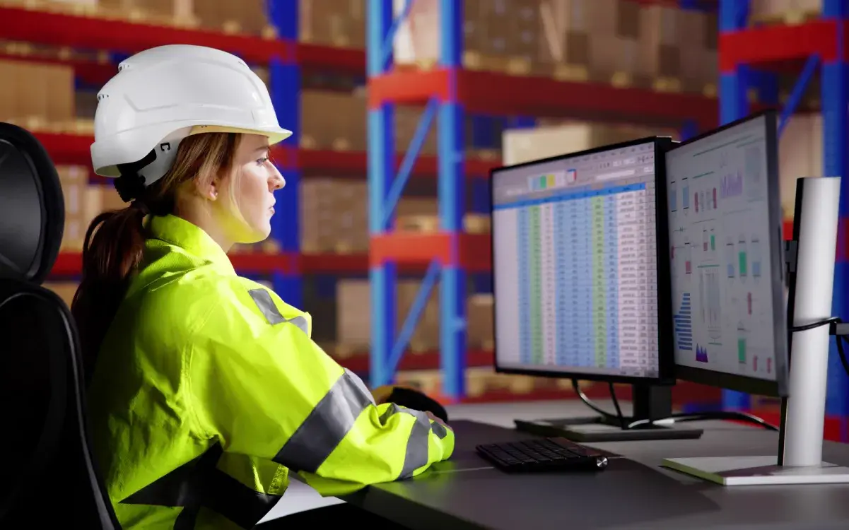 Warehouse worker using InfoPlus warehouse management software